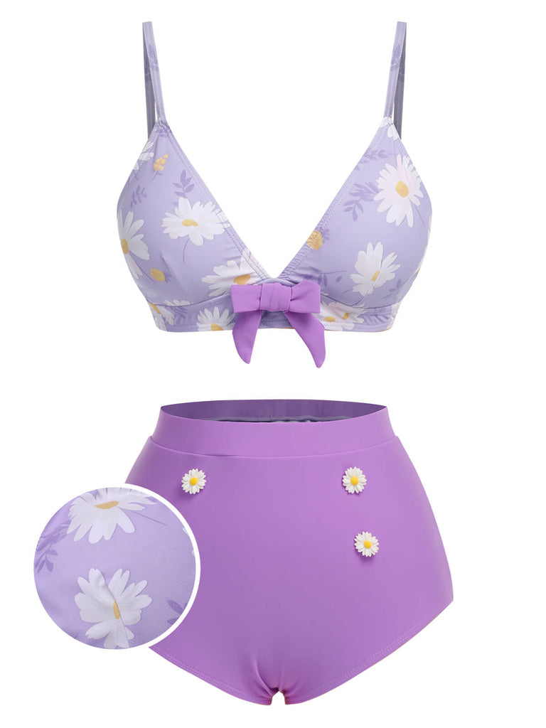 Costumi margherite a fiocco spalline sottili viola anni '50
