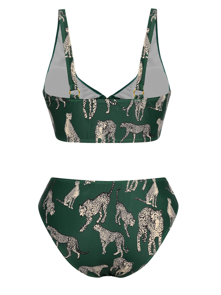 Costumi stampa leopardo con spalline verde anni '40