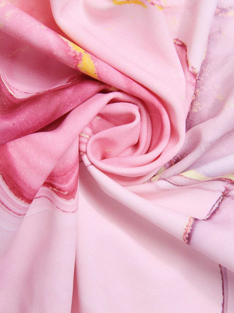 2PCS Costumi intero e copricostume con stampa rosa anni '50