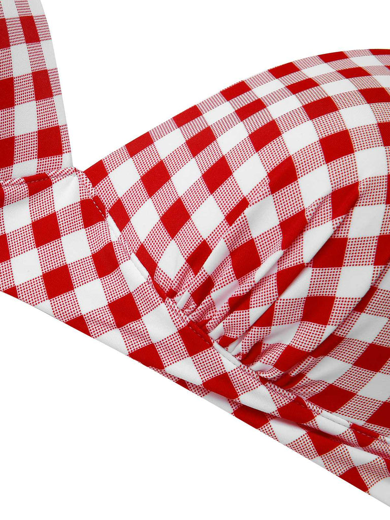 Costumi con plaid scollo all'americana lacci nero anni '50