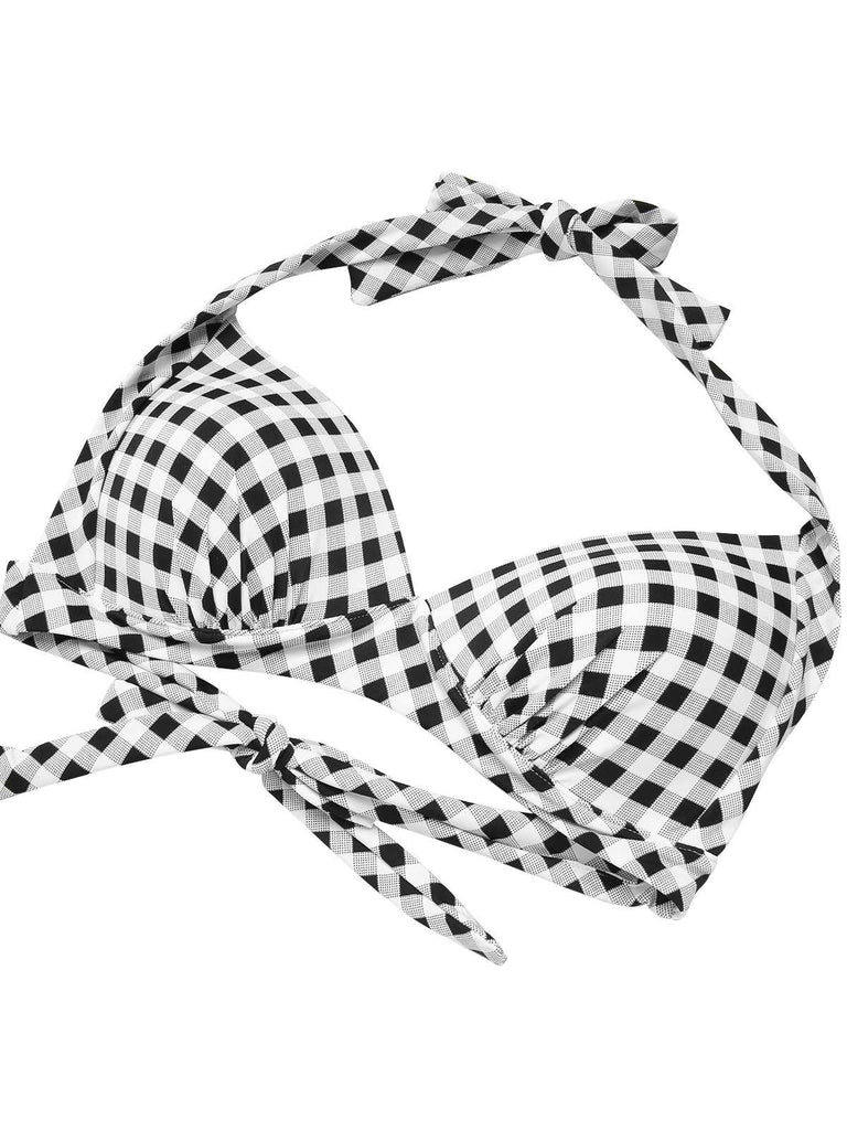 Costumi con plaid scollo all'americana lacci nero anni '50
