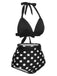 Costumi a pois a contrasto con scollo all'americana anni '50