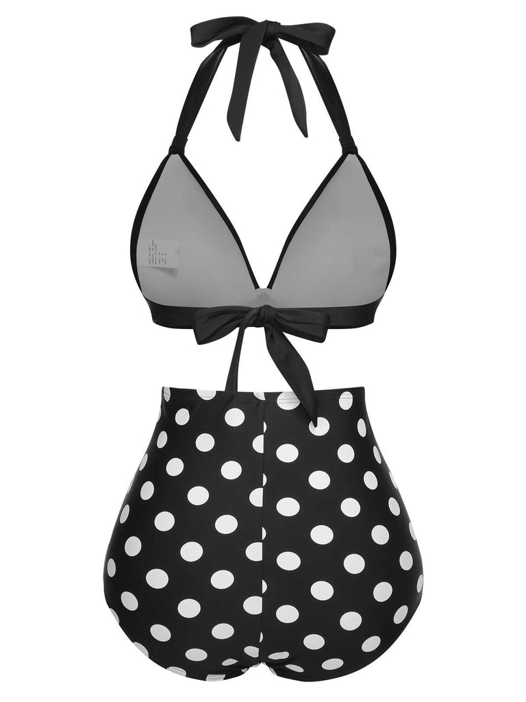 Costumi a pois a contrasto con scollo all'americana anni '50