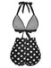 Costumi a pois a contrasto con scollo all'americana anni '50
