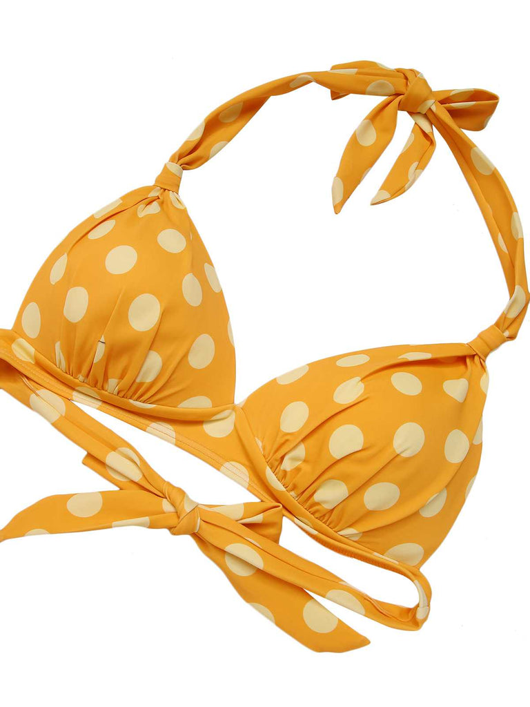 Costumi a pois a contrasto con scollo all'americana anni '50