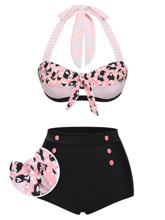 Costumi patchwork a righe scollo all'americana anni '50