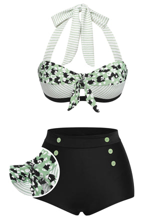 Costumi patchwork a righe scollo all'americana anni '50