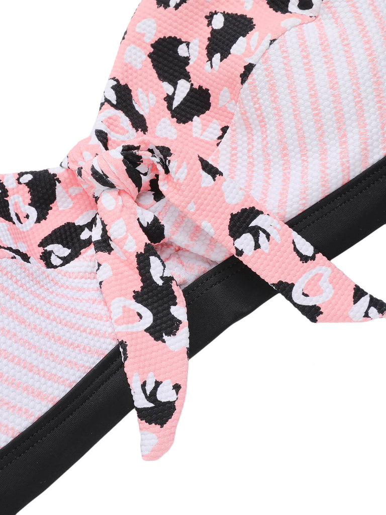 Costumi patchwork a righe scollo all'americana anni '50