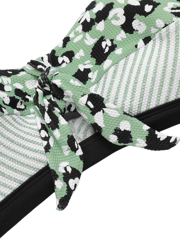 Costumi patchwork a righe scollo all'americana anni '50