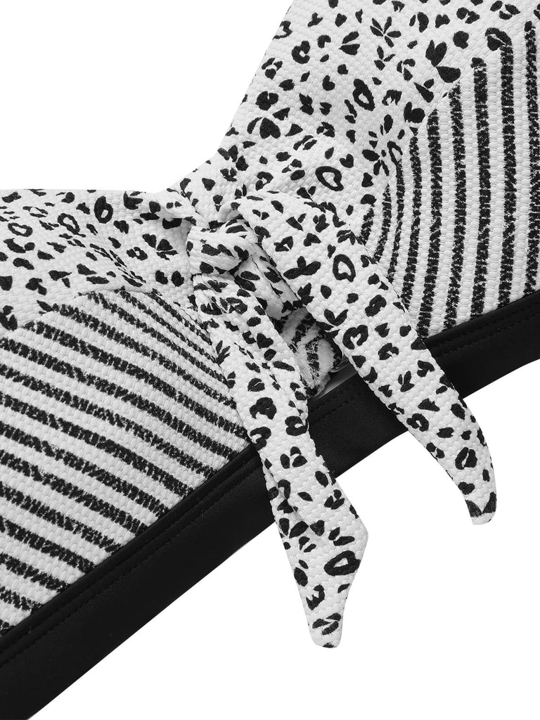 Costumi patchwork a righe scollo all'americana anni '50
