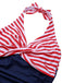Costumi intero a righe scollo all'americana nero anni '50