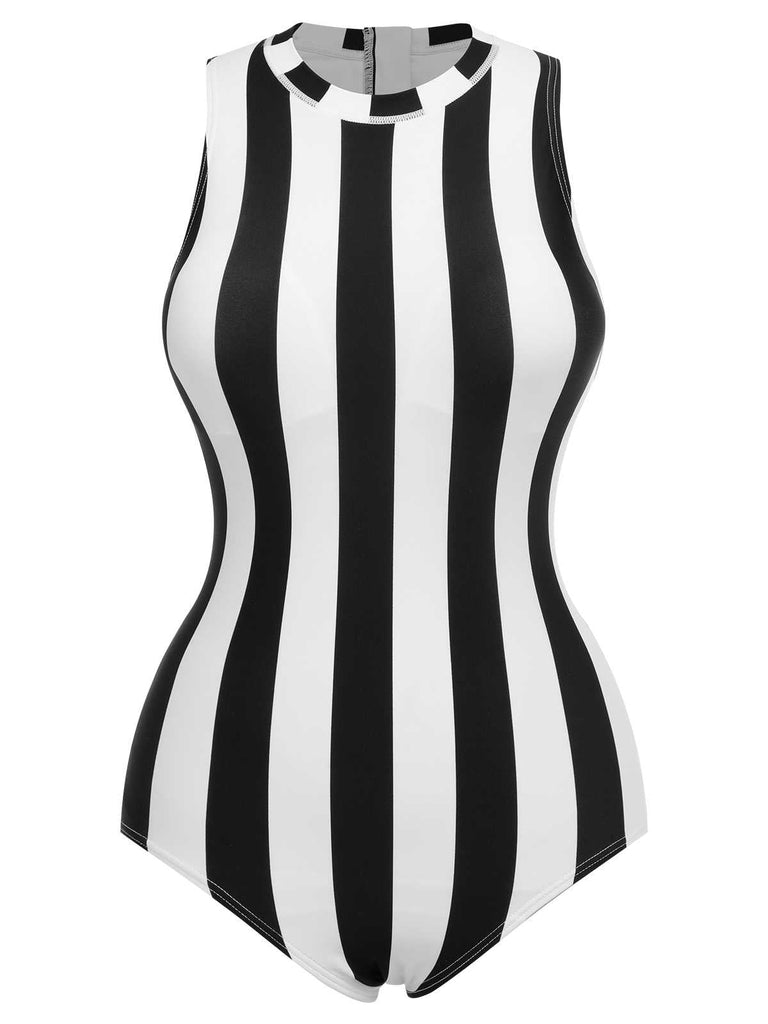 Costumi intero righe a contrasto a triangolo anni '50