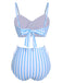 Costumi a righe con bottoni a forma di cuore blu anni '50