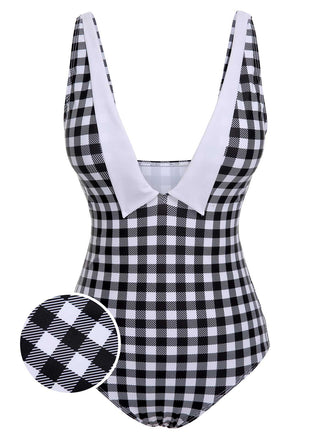 Costumi intero plaid bianco e nero anni '50