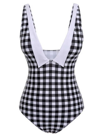 Costumi intero plaid bianco e nero anni '50