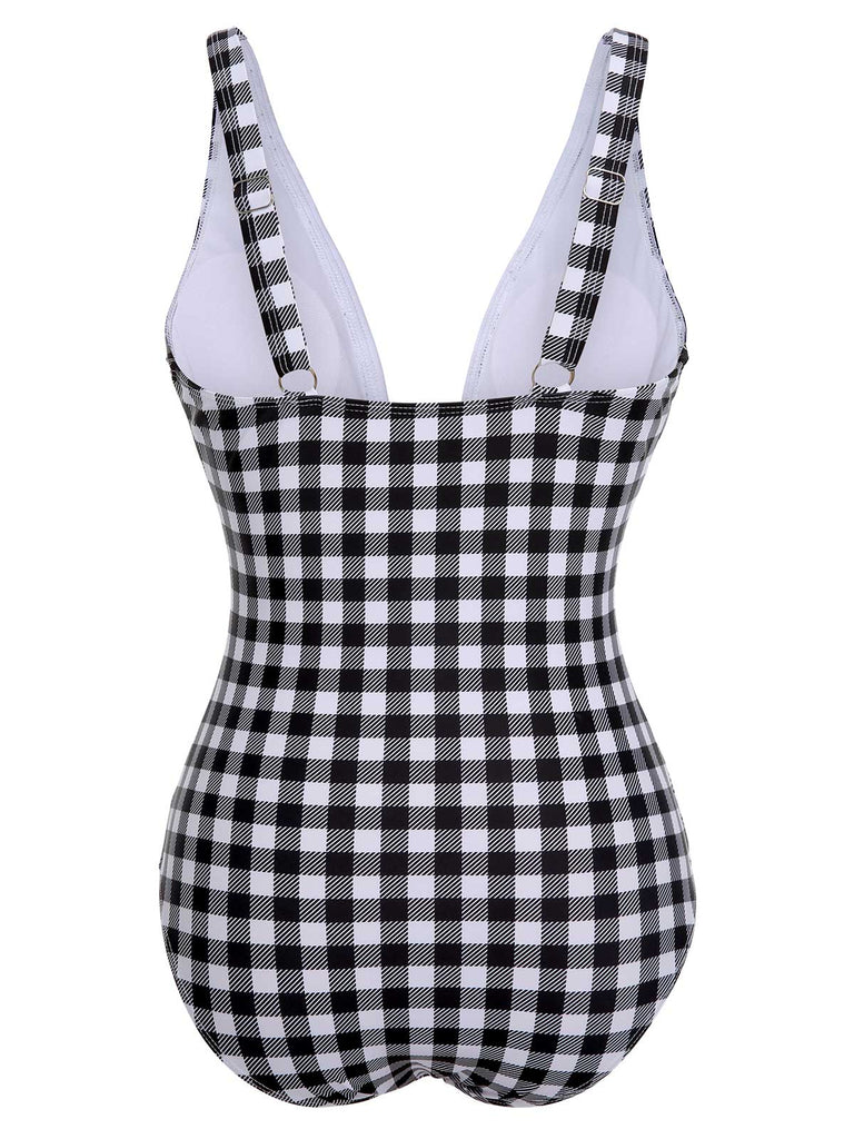 Costumi intero plaid bianco e nero anni '50