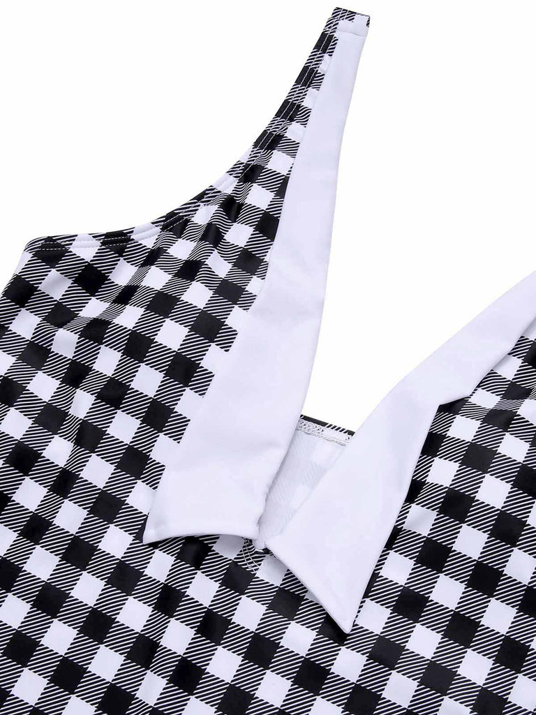 Costumi intero plaid bianco e nero anni '50