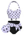 Costumi a pois con scollo all'americana contrasto anni '50
