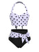Costumi a pois con scollo all'americana contrasto anni '50