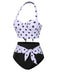 Costumi a pois con scollo all'americana contrasto anni '50