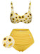 Costume da bagno giallo spalline sottili a quadri girasole anni '50