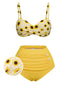 Costume da bagno giallo spalline sottili a quadri girasole anni '50