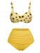 Costume da bagno giallo spalline sottili a quadri girasole anni '50