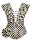 [Taglia Forti] Costumi intero con volant a pois beige anni '60