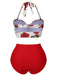 Costumi con rose e scollo all'americana rosso anni '60