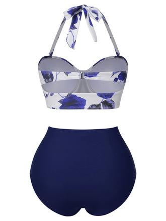 Costumi con rose e scollo all'americana blu anni '60