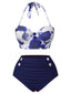 Costumi con rose e scollo all'americana blu anni '60