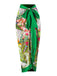 Costumi e copricostume con floreale a uccelli verde anni '60