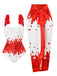 2PCS Costumi intero e copricostume floreale rosso anni '60