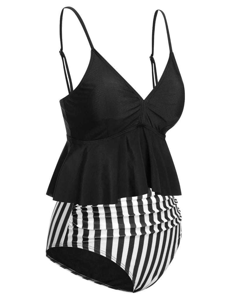 Costumi separato stampato a righe nero anni '50