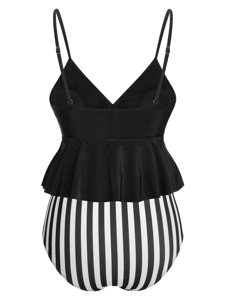 Costumi separato stampato a righe nero anni '50