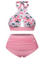 [Taglie Forti] Costume da bagno incrocio floreale rosa anni '40