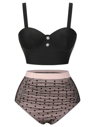 Costumi a rete nero a pois anni '60