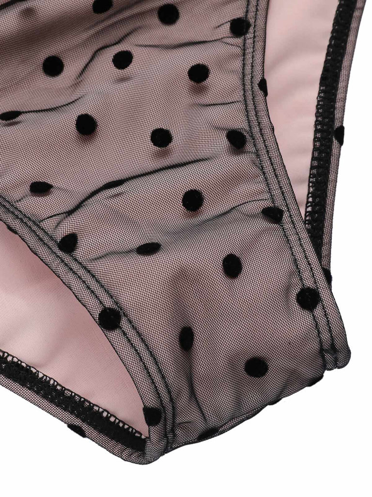 Costumi spalline sottili in rete a pois nero anni '60