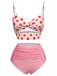 Costumi stampa fragola plaid spalline sottili rosa anni '60