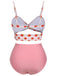 Costumi stampa fragola plaid spalline sottili rosa anni '60