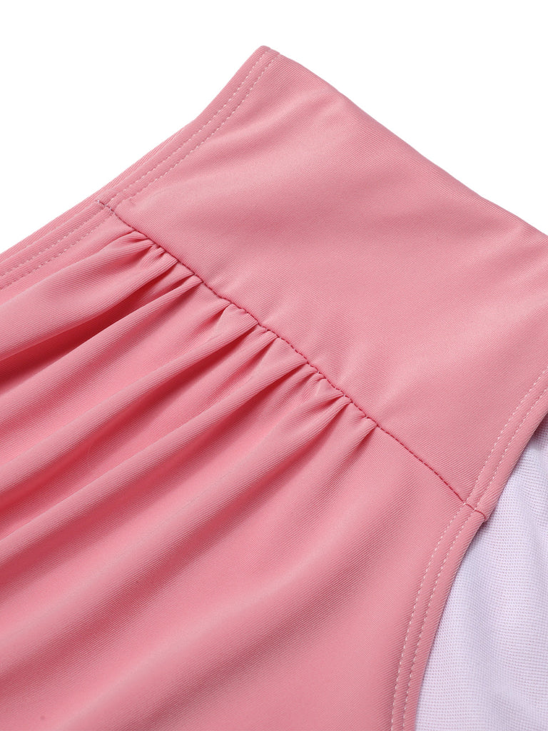 Costumi stampa fragola plaid spalline sottili rosa anni '60