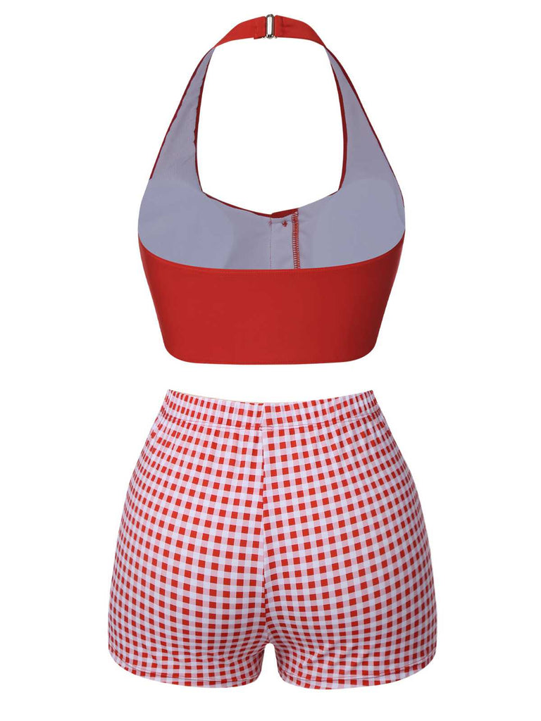 Costumi plaid scollo all'americana rosso anni '50