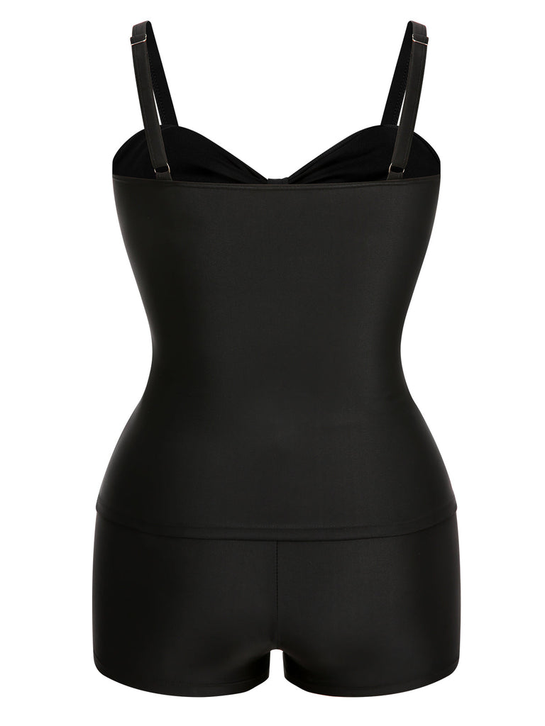 [Taglia Forti] Costumi geometrici con lacci bianco e nero anni '60