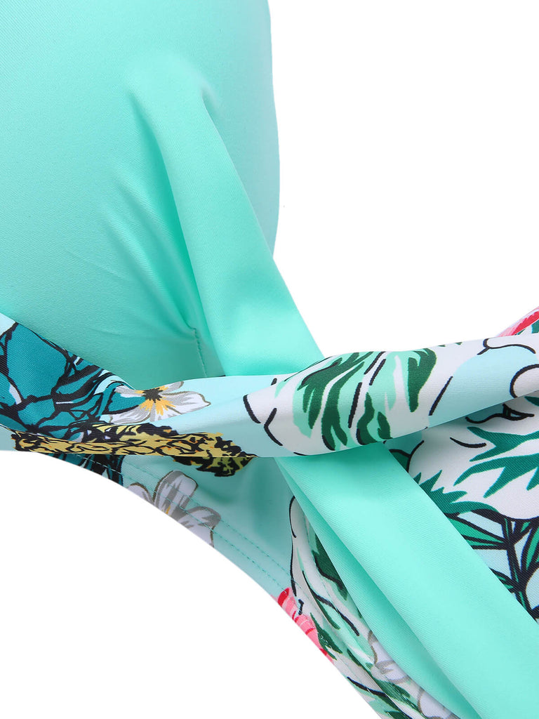 [Taglia Forti] Costumi  piante tropicali con lacci e patchwork anni '40