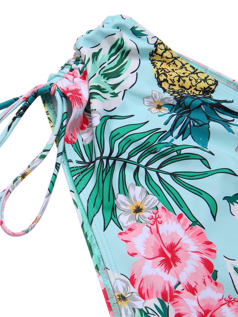 [Taglia Forti] Costumi  piante tropicali con lacci e patchwork anni '40