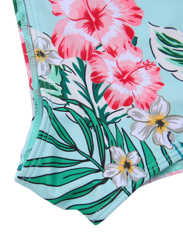[Taglia Forti] Costumi  piante tropicali con lacci e patchwork anni '40