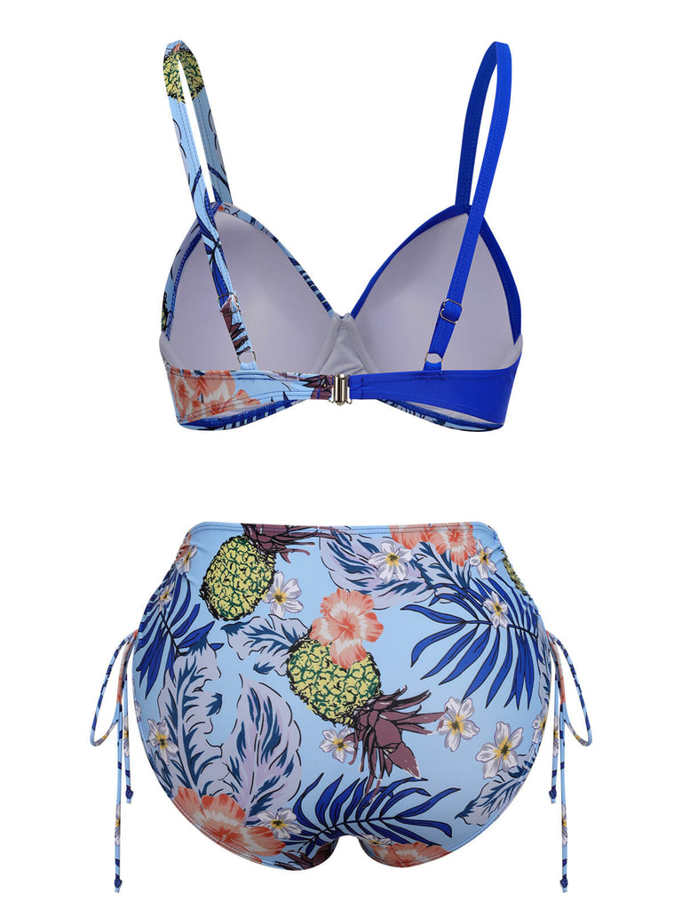 [Taglia Forti] Costumi  piante tropicali con lacci e patchwork anni '40