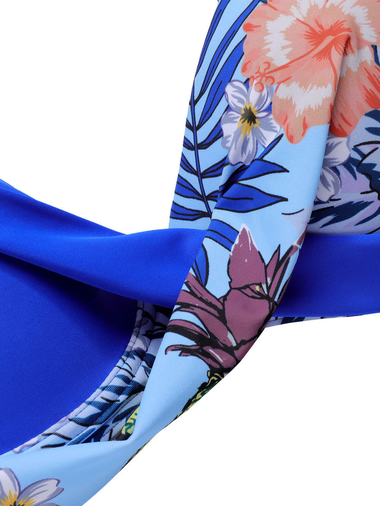 [Taglia Forti] Costumi  piante tropicali con lacci e patchwork anni '40