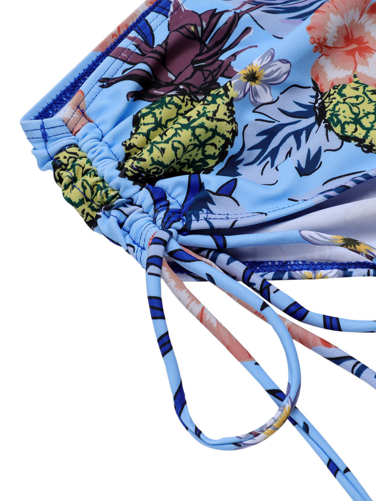 [Taglia Forti] Costumi  piante tropicali con lacci e patchwork anni '40