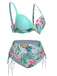 [Taglia Forti] Costumi  piante tropicali con lacci e patchwork anni '40